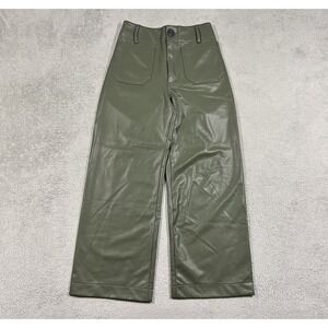 Maeve The Colette Pants Womens 26 Wide Leg Faux Leather Cropped Patch Pockets